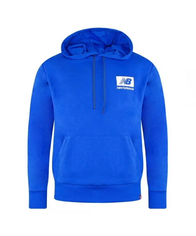 New Balance Mens Long Sleeve Laser Blue Pullover Men Essentials ID Hoodie MT13516 LSB Cotton