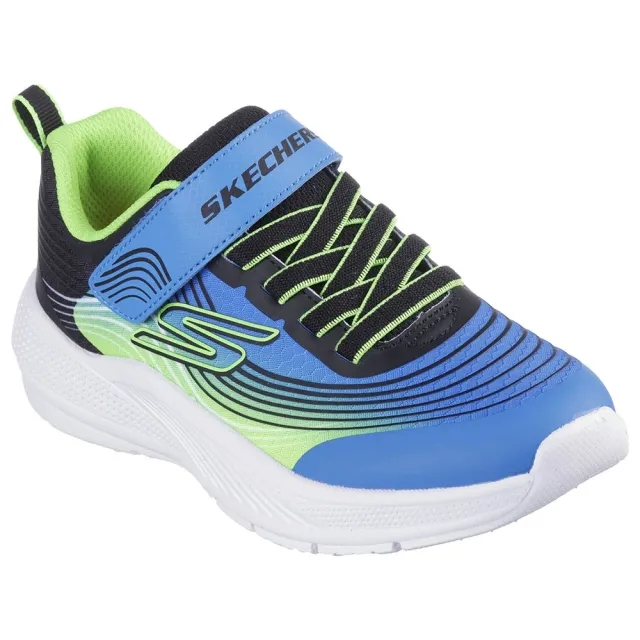 Skechers Boy's Microspec Advance Sneaker in Blue/Lime