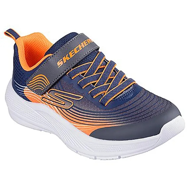 Skechers Boy's Microspec Advance Sneaker in Navy Blue/Orange