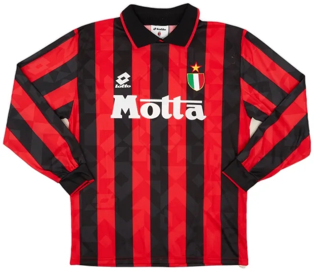 Lotto 1993-94 AC Milan Home L/S Shirt #9 - 7/10 - (M)