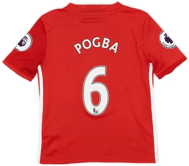 adidas 2016-17 Manchester United Home Shirt Pogba #6 - 7/10 - (S.Boys)