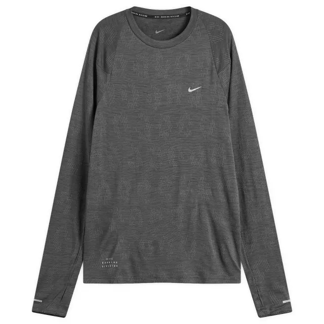 Nike Men's Running Run division Long Sleeved T-Shirt Black/Iron Grey