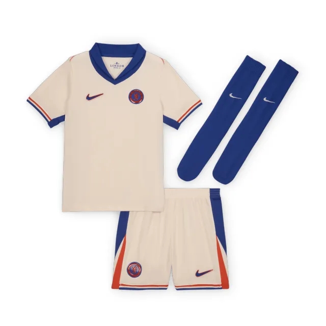 Chelsea F.C. 2024/25 Stadium Away Younger Kids' Nike Football Replica 3-Piece Kit - Brown - Polyester