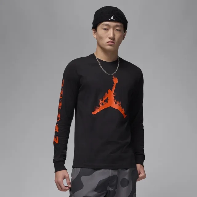 Nike Jordan T-Shirt Jordan Men's Long-Sleeve T-Shirt Black/ Team Orange/ Team Orange M