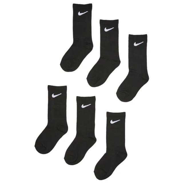 Nike Kids Crew 6 Pack Unisex Socks - Black