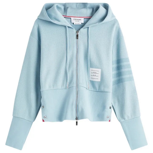 Thom Browne Women's Zip Up Hoodie Light Blue