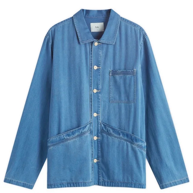 Folk Men's Meyer Shirt Jacket Herringbone Denim