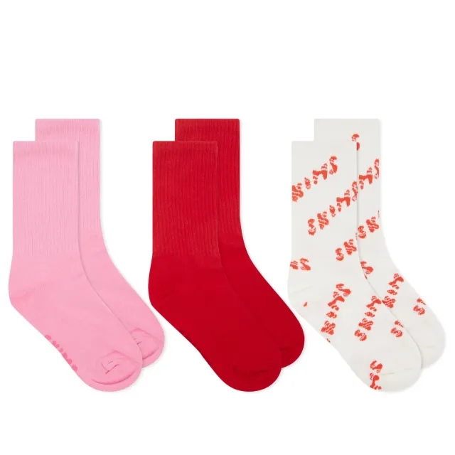 SKIMS Women's Sport Sock 3-Pack Candy Cane Print