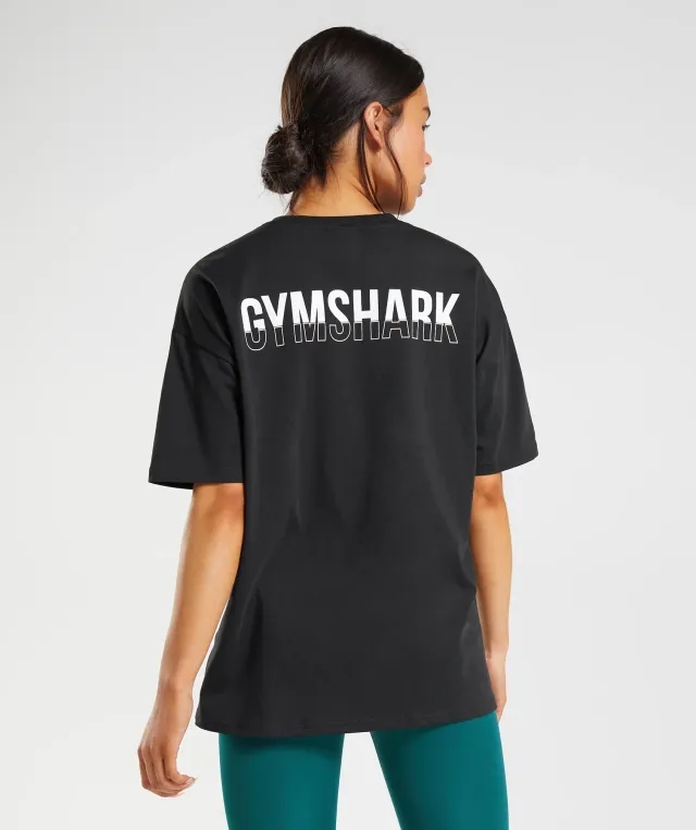 Gymshark Fraction Oversized T-Shirt - Black/White
