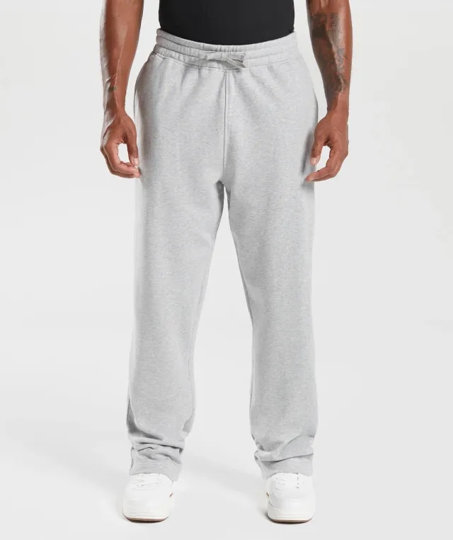 Asics Crest Straight Leg Joggers - Light Grey Marl