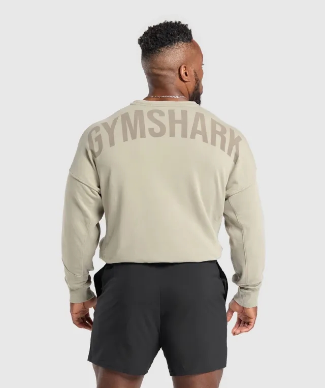 Gymshark Power Washed Crew - Ecru Brown