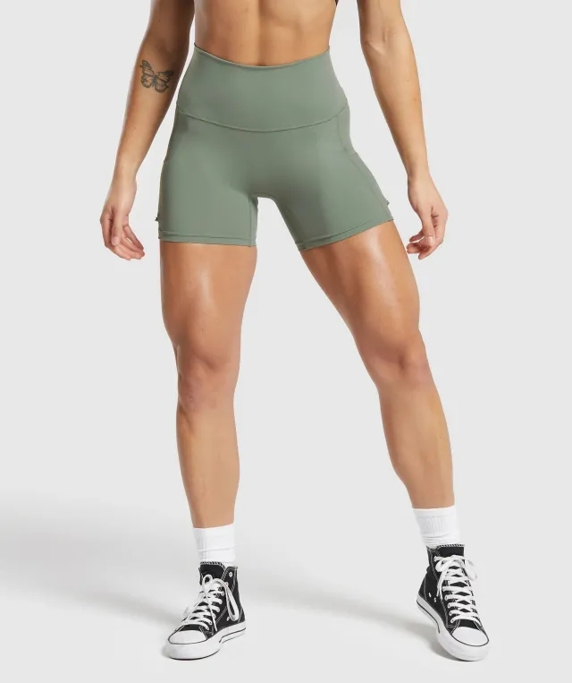 Gymshark Legacy Logo Tight Shorts - Unit Green