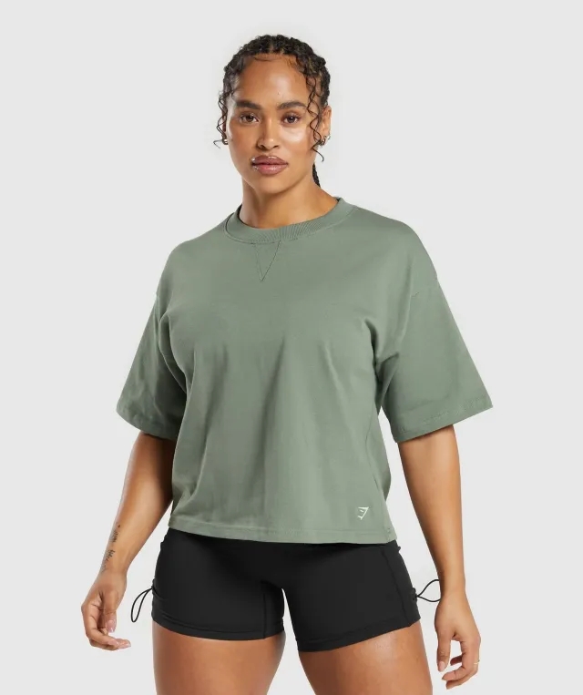 Gymshark Heavyweight Cotton T-Shirt - Unit Green