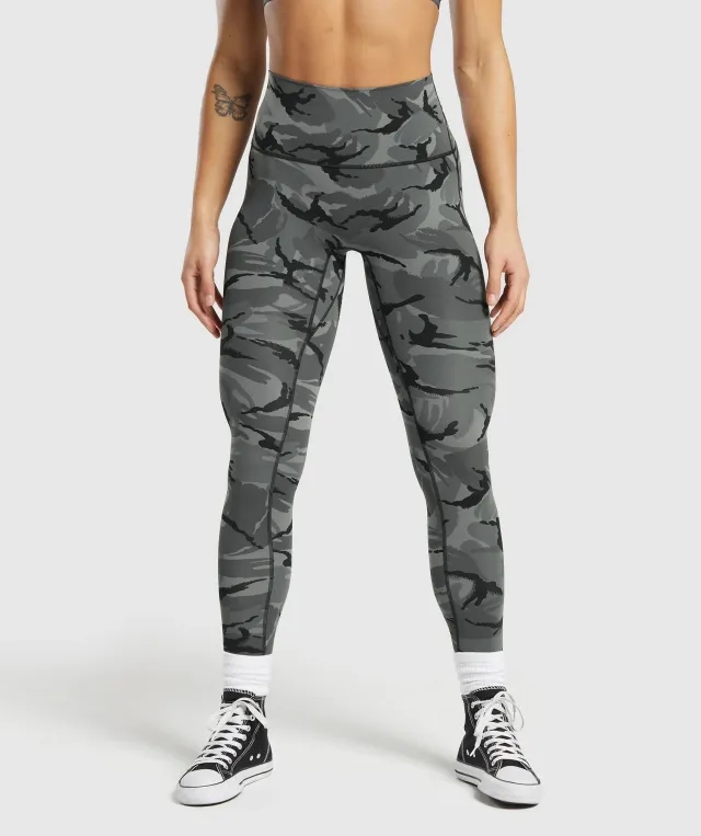 Gymshark Legacy Printed Regular Leggings - Pitch Grey