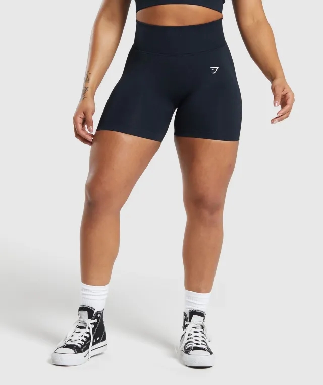 Gymshark Lift Contour Seamless Shorts - Midnight Blue/Black Marl