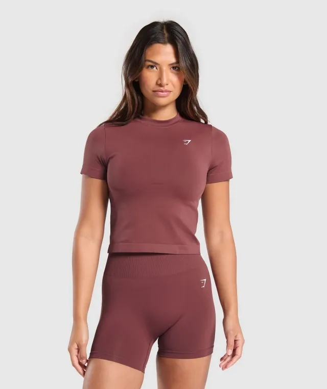 Gymshark Everyday Seamless Tight Fit Tee - Burgundy Brown