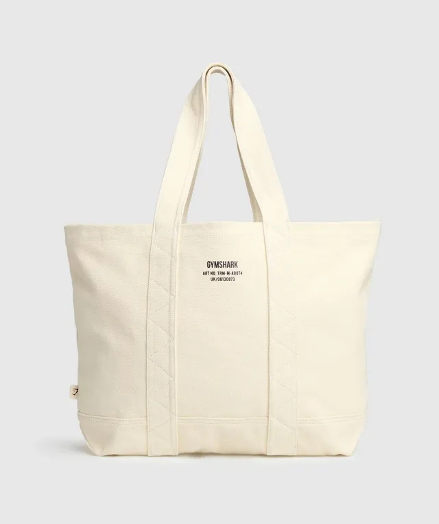 Gymshark Tactical Canvas Tote Bag - Ecru White