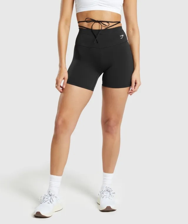 Gymshark Ribbon Tie Waisted Shorts - Black