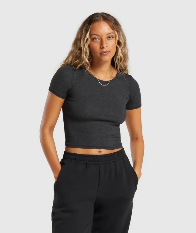 Gymshark Rib T-Shirt - Midnight Black Marl