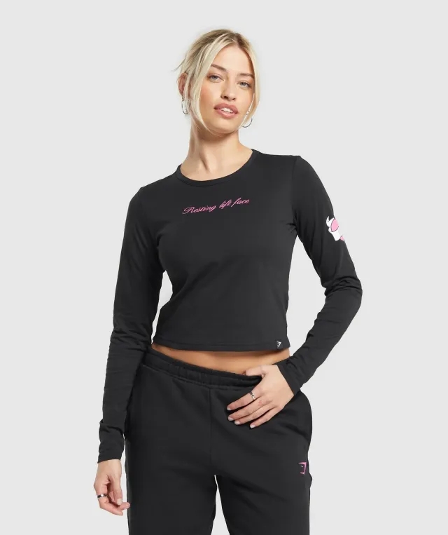 Gymshark Tattoo Midi Long Sleeve T-Shirt - Black