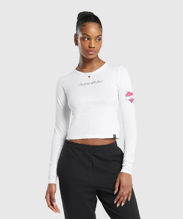 Gymshark Tattoo Midi Long Sleeve T-Shirt - White