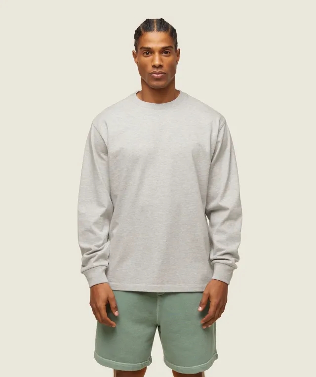 Gymshark everywear Relaxed Long Sleeve Tee - Light Grey Core Marl
