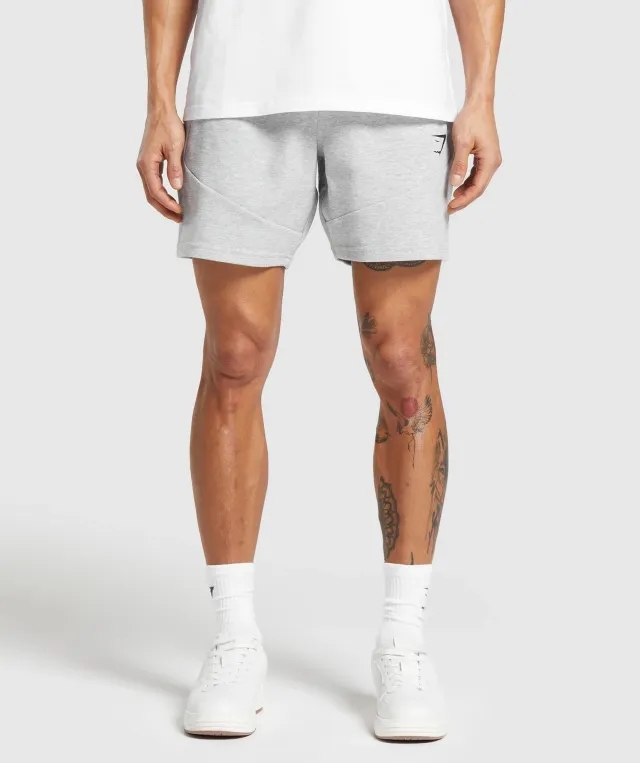 Gymshark Interlock Tech 6 Shorts - Light Grey Core Marl