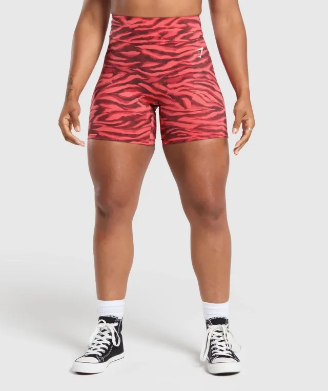 Gymshark GS Power Tight Shorts - Varsity Pink Print