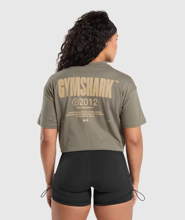 Gymshark Be a Visionary Oversized T-Shirt - Camo Brown