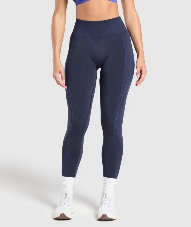 Gymshark Apex Contrast Leggings - Heavy Blue/Force Blue