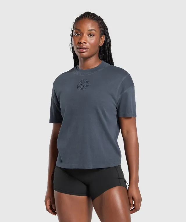 Gymshark Premium Legacy Washed Oversized T-Shirt - Heavy Blue