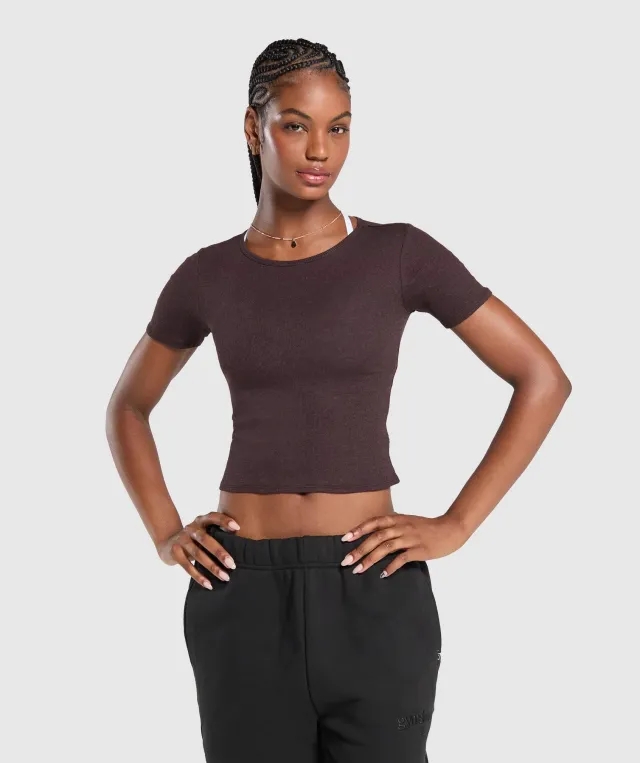 Gymshark Rib T-Shirt - Brown Marl