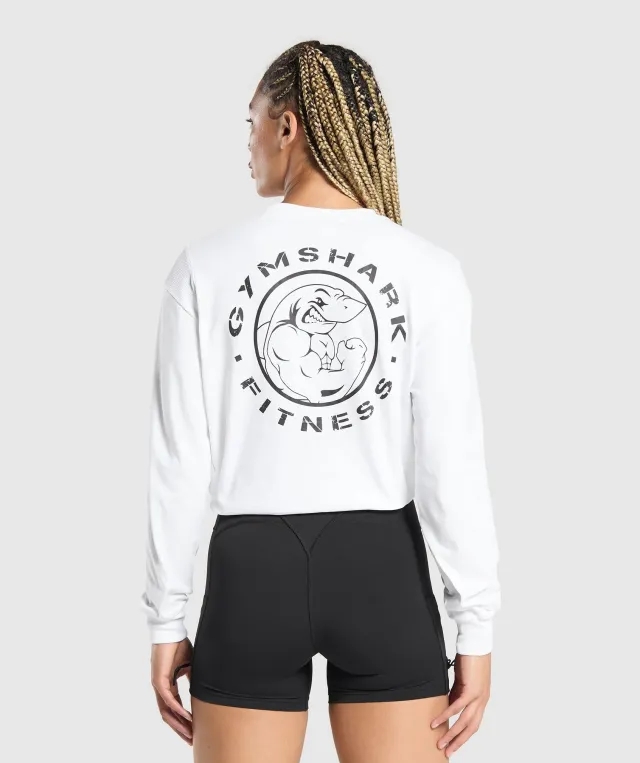 Gymshark Legacy Oversized Long Sleeve Top - White