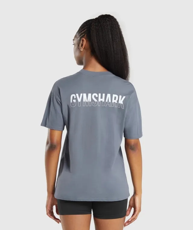 Gymshark Fraction Oversized T-Shirt - Iron Blue