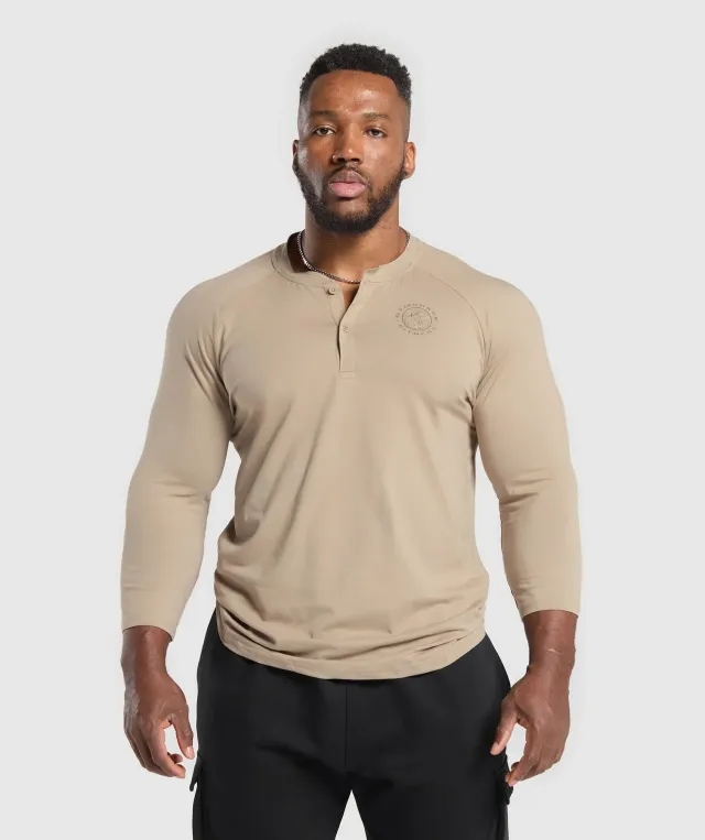 Gymshark Legacy Henley - Cement Brown