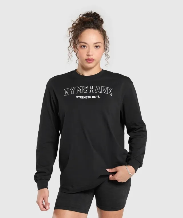 Gymshark Strength Department Long Sleeve Skater - Black