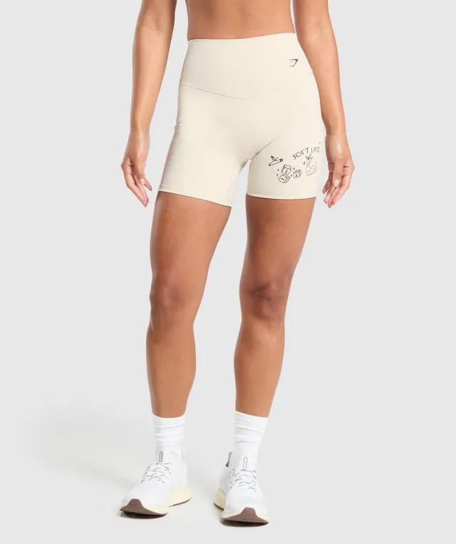 Gymshark Elevate Tattoo Graphic Shorts - Cream Beige