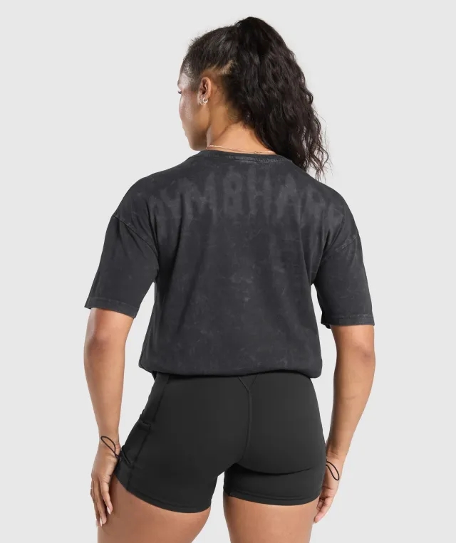 Gymshark Grunge Oversized T-Shirt - Black