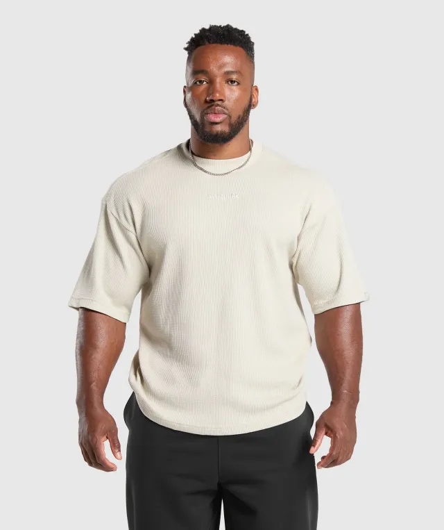 Gymshark Waffle Oversized T-Shirt - Pebble Grey