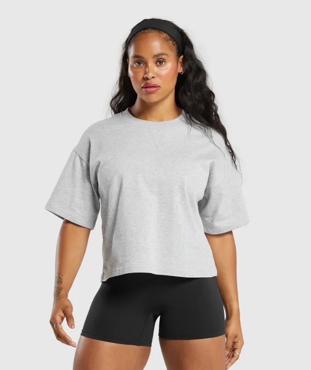 Gymshark Heavyweight Cotton T-Shirt - Light Grey Marl