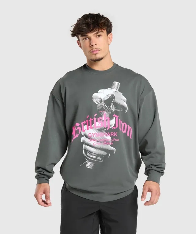 Gymshark British Iron Long Sleeve T-Shirt - Slate Teal