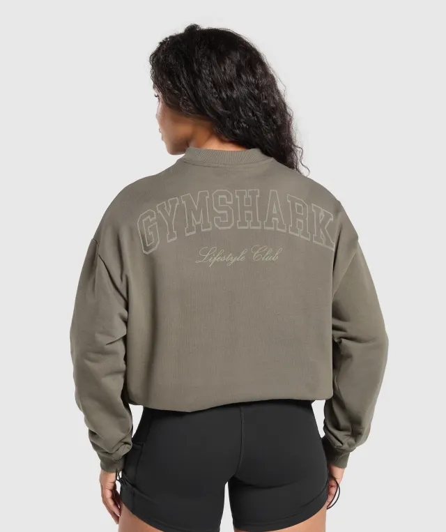 Gymshark Collegiate Sweatshirt - Camo Brown