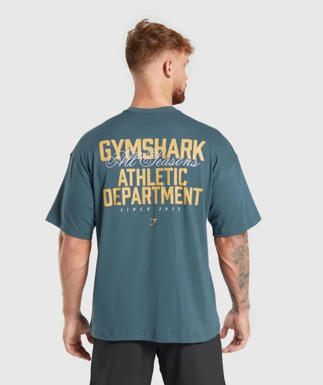 Gymshark Athletic Department T-Shirt - Cargo Blue