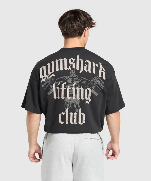 Gymshark Lifting Club T-Shirt - Black/Light Grey