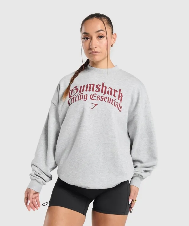 Gymshark Lifting Essentials Oversized Sweatshirt - Light Grey Core Marl