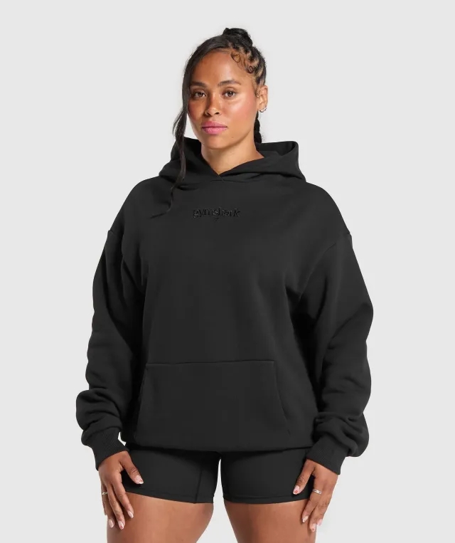 Gymshark Embroidered Logo Oversized Hoodie - Black