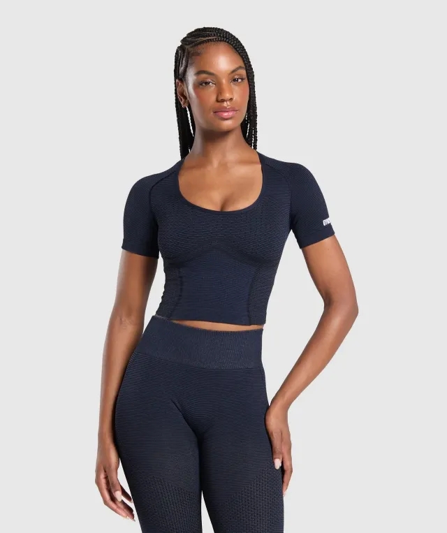 Gymshark Sport Seamless Midi Top - Heavy Blue/Iron Blue