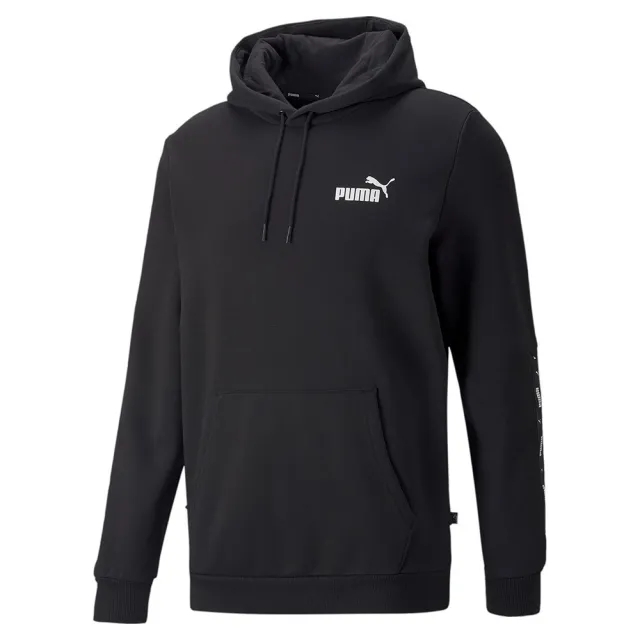 Puma Mens Essentials+ Tape Hoodie Hoody Hooded Top - Black Cotton