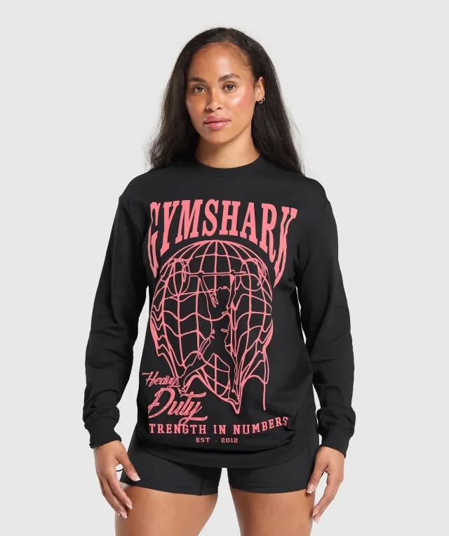 Gymshark Strength In Numbers Long Sleeve Top - Black