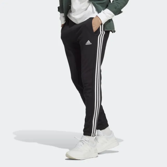 adidas Essentials French Terry Tapered Elastic Cuff 3-Stripes Joggers - Black